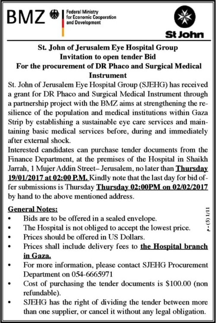 procurement of DR phaco and surgical medical instrument 