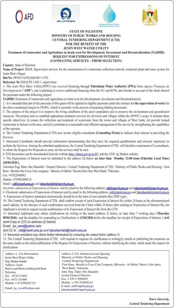 CONSULTING SERVICES - FIRMS SELECTION