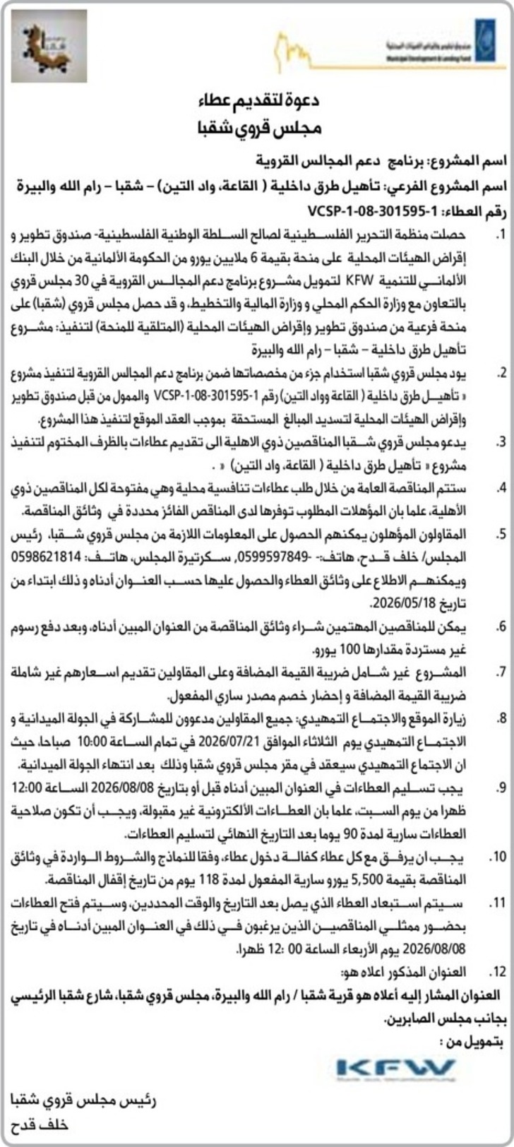 تأهيل طرق داخلية ( القاعة ، واد التين )