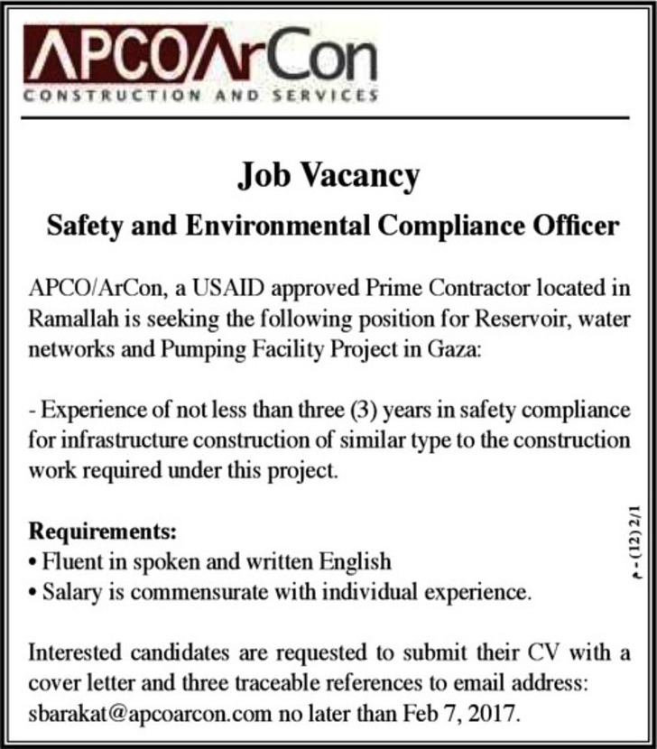 ٍSafety and Environmental Compliance Officer 