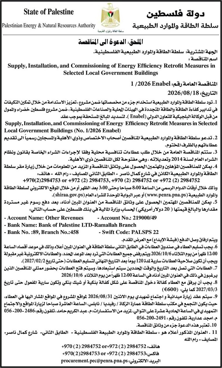 Supply , Installation , and Commissioning of Energy Efficiency Retrofit Measures in Selected Local Government Buildings