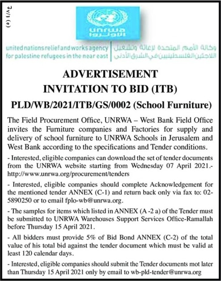 Supply and delivery of school Furniture