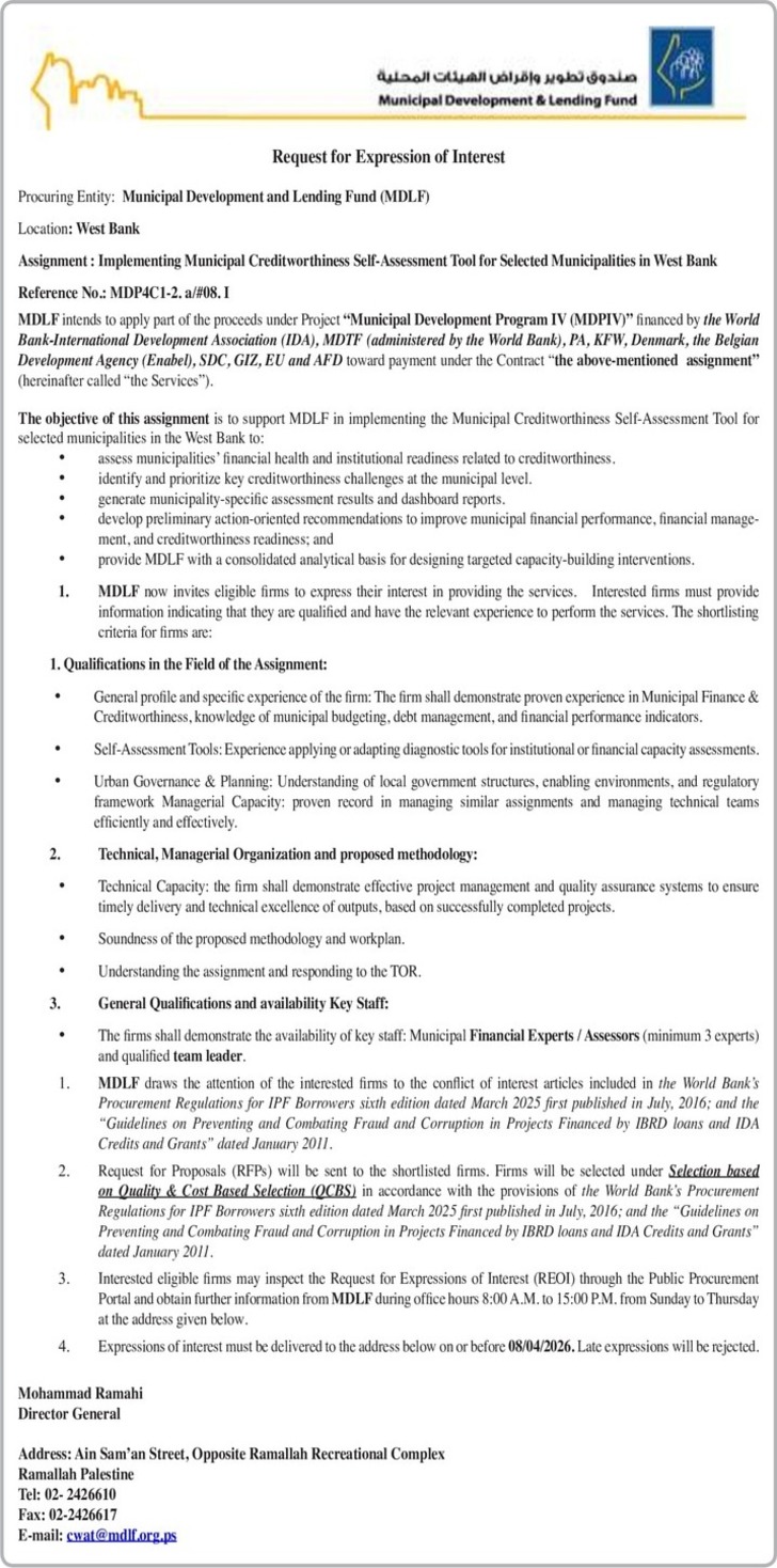  Implementing Municipal Creditworthiness Self - Assessment Tool for Selected Municipalities